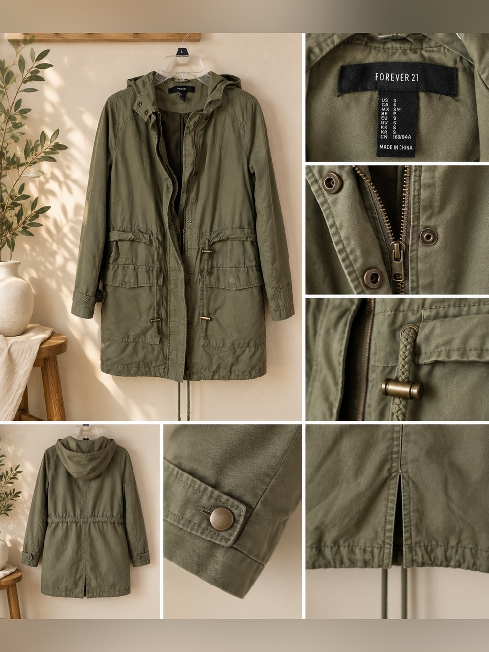 Forever 21 Olive Green Utility Parka Jacket – Women’s Small